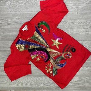 Vintage Victoria harbor knit long sleeve sequin and beaded sweater shirt sm